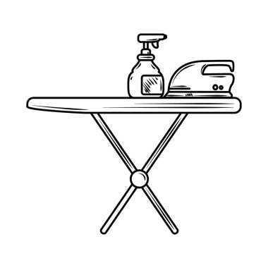 Tablo satırı simgesinde sprey olan çamaşır ütüsü