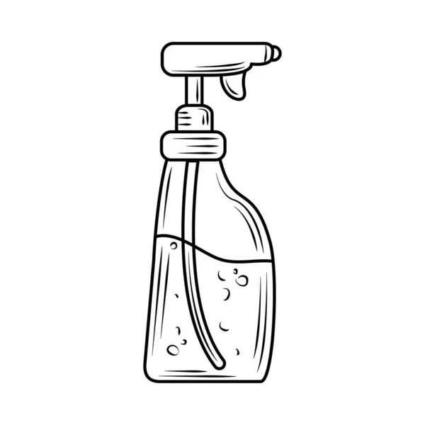 Lavandería, botella de spray con icono de estilo de línea de agua — Vector de stock