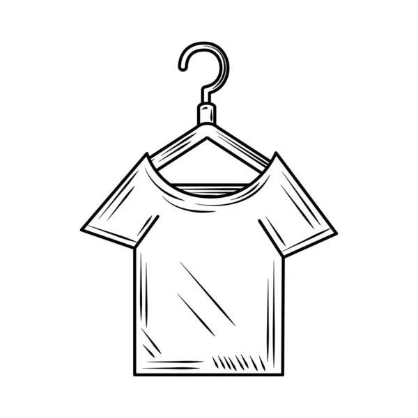 Tvättskjorta i hängare linje stil ikon — Stock vektor