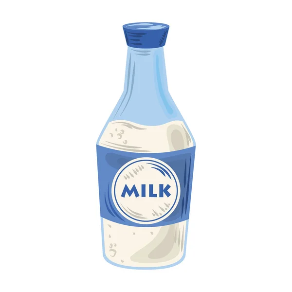 Cibo, bottiglia latte latticini isolato sfondo bianco — Vettoriale Stock