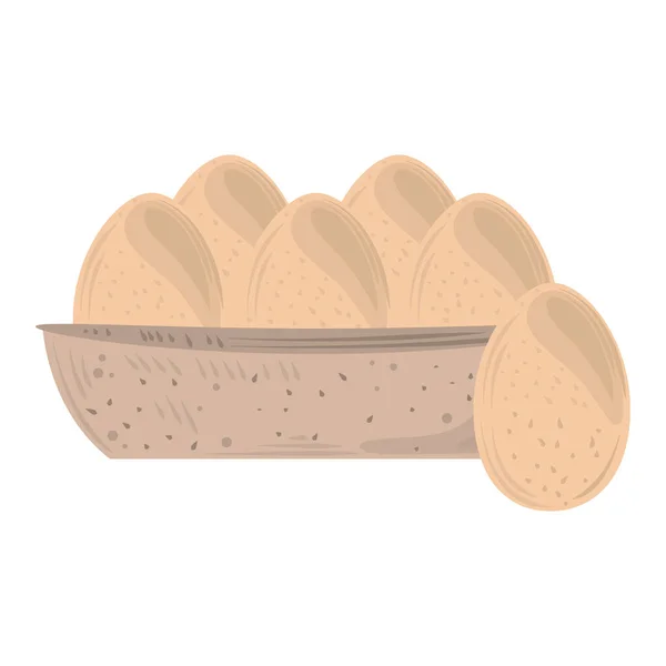 Їжа, яйця на кошику ізольовані білий фон — стоковий вектор
