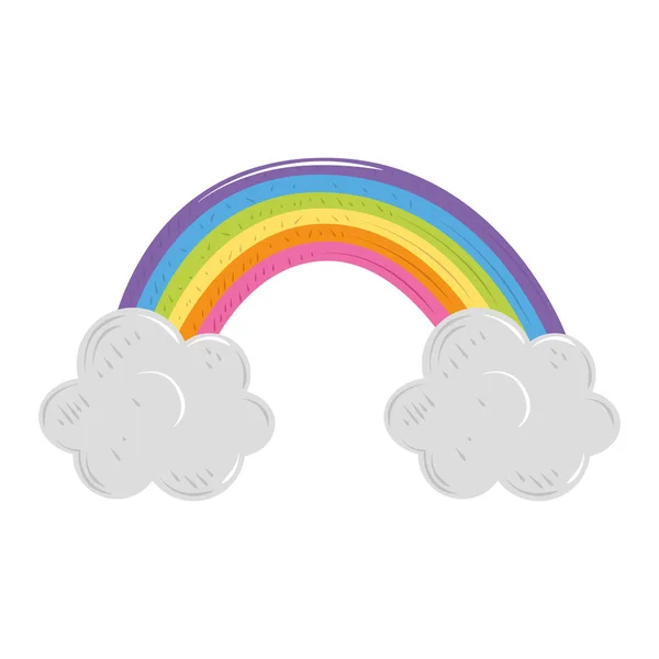 かわいい虹雲魔法の漫画の装飾アイコン — ストックベクタ
