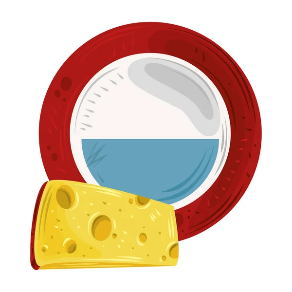 Jídlo, celé a plátek sýr izolované bílé pozadí — Stockový vektor