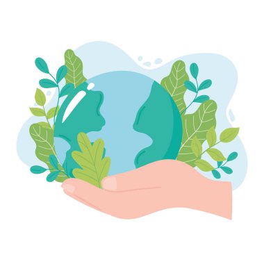 Gezegeni kurtar, el ele tutuştur dünya haritasını yaprak ile