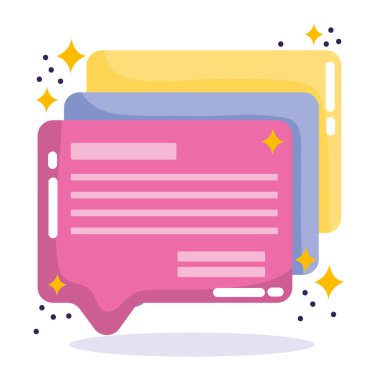 Sosyal medya, konuşma baloncukları sohbet ve çizgi film tarzında mesajlar