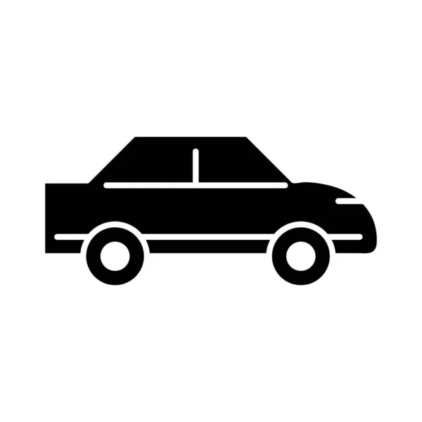 Carro sedan transporte, vista lateral silhueta ícone isolado no fundo branco —  Vetores de Stock
