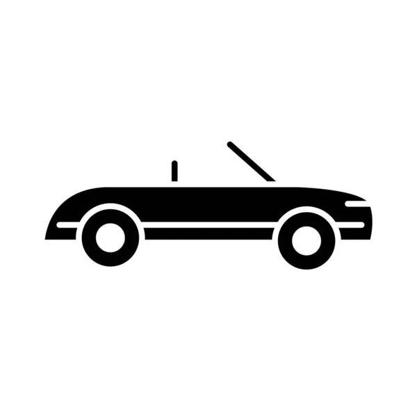 Convertible car sport, side view silhouette icon isolated on white background — Stock Vector