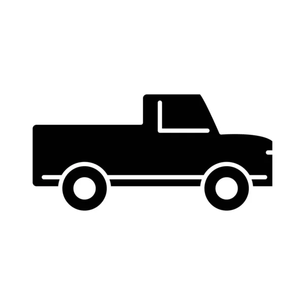 Pickup transport, side view silhouette icon isolated on white background — Stock Vector
