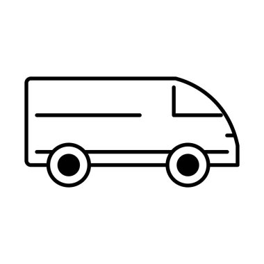 dağıtım kamyonu taşımacılığı, yan görünüm çizgisi simgesi beyaz arkaplanda izole edildi