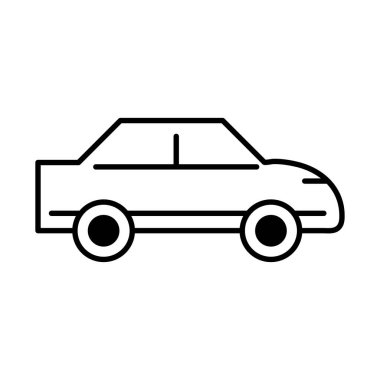 Araç sedan taşımacılığı, kenar görünüm çizgisi simgesi beyaz arkaplanda izole edildi