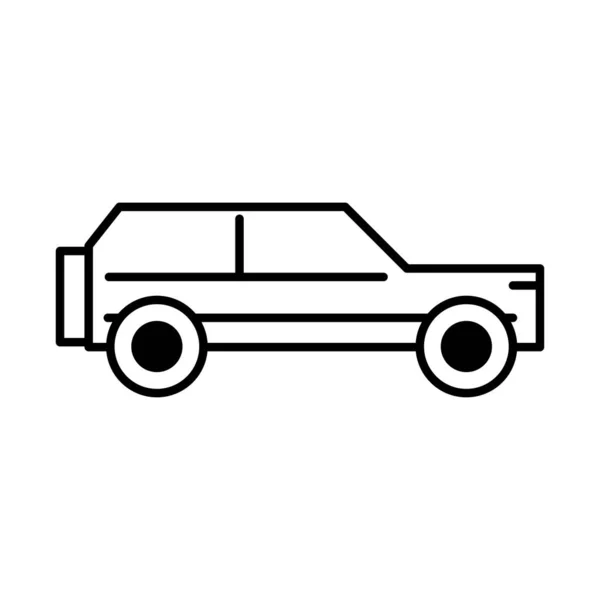 Vista lateral del coche suv, icono de línea aislado sobre fondo blanco — Vector de stock