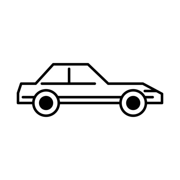 Transporte mecánico del coche, icono de la línea de visión lateral aislado sobre fondo blanco — Vector de stock