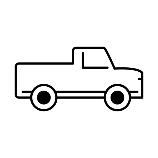 Pickup transport, side view line icon isolated on white background — Stock Vector