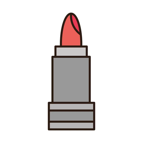 Línea de accesorios cosméticos de maquillaje de lápiz labial e icono de relleno — Archivo Imágenes Vectoriales