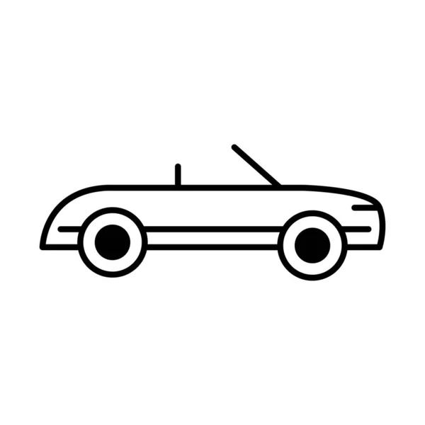 Descapotable deporte de coches, icono de la línea de visión lateral aislado sobre fondo blanco — Vector de stock