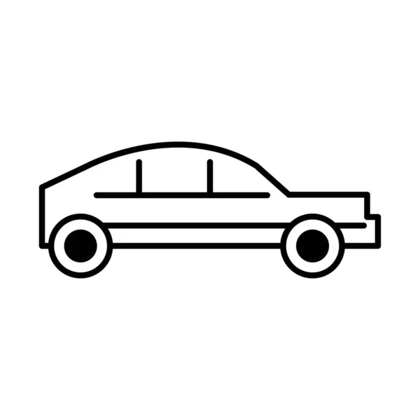 Transporte del coche, icono de la línea de visión lateral aislado en el gráfico de fondo blanco — Vector de stock