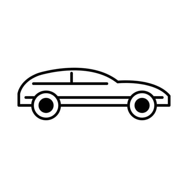 Transporte de coches deportivos, icono de la línea de visión lateral aislado sobre fondo blanco — Vector de stock