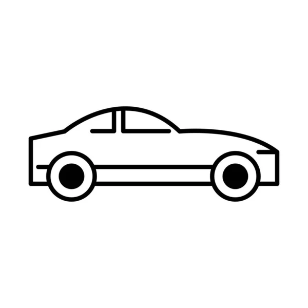 Transporte mecánico del coche, icono de la línea de visión lateral aislado sobre fondo blanco — Vector de stock