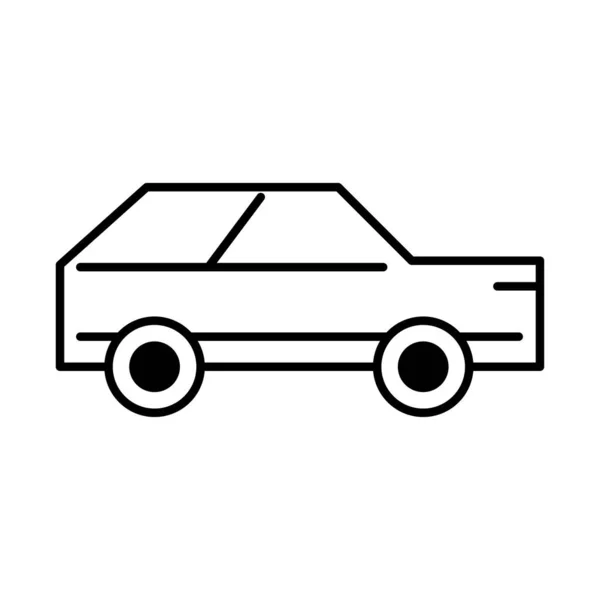 Coche de transporte de automóviles, icono de la línea de visión lateral aislado sobre fondo blanco — Vector de stock