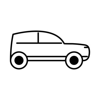 coupe araba taşımacılığı, yan görünüm çizgisi simgesi beyaz arkaplanda izole edildi