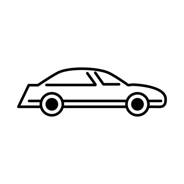 Icono de la línea de visión lateral de transporte del coche, aislado sobre fondo blanco — Vector de stock