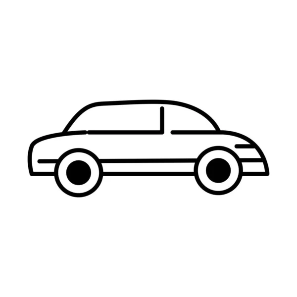 Transporte de motor de coche, icono de la línea de visión lateral aislado sobre fondo blanco — Vector de stock