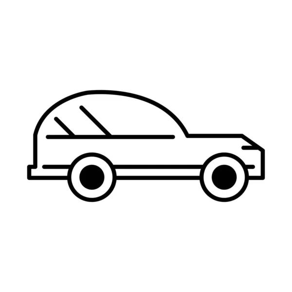 Transport de voiture, icône de ligne de vue latérale sur fond blanc — Image vectorielle