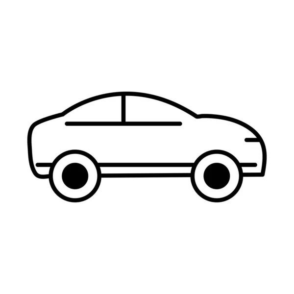 Transporte de vehículos de coche, icono de la línea de visión lateral aislado sobre fondo blanco — Vector de stock