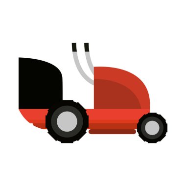 Beyaz arkaplanda izole edilmiş çim biçme makinesi