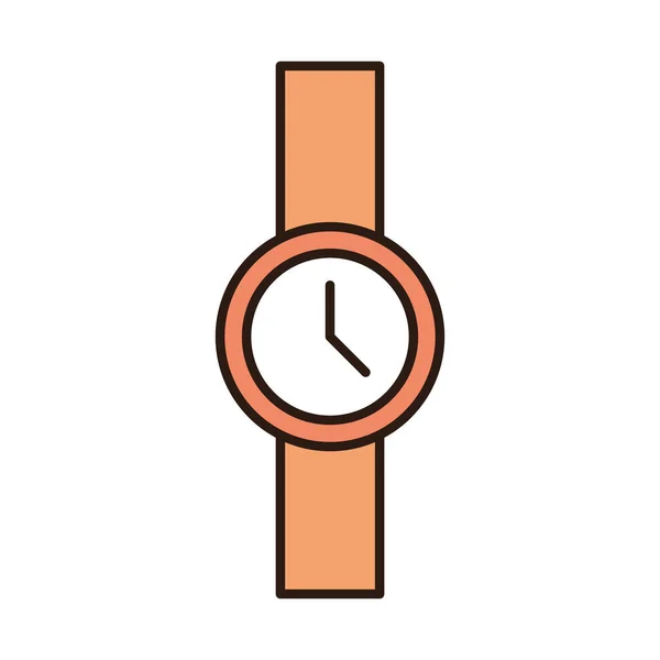 Reloj de pulsera accesorio línea de moda e icono de relleno — Vector de stock