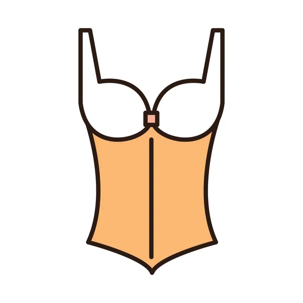 Corsé de moda para las mujeres línea de ropa y el icono de relleno — Vector de stock