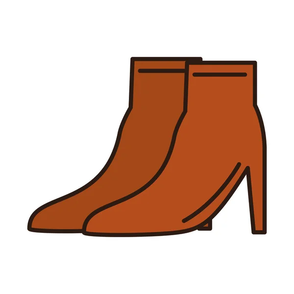 Perempuan boot trendi aksesori baris pakaian dan mengisi ikon - Stok Vektor