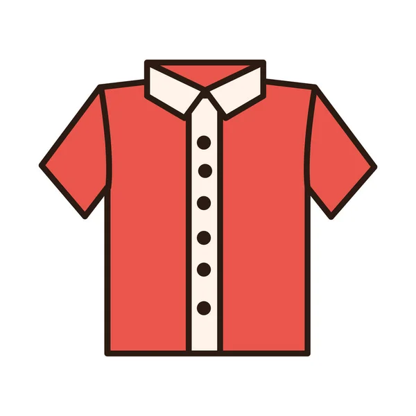 Camisa vermelha casual moda homens linha de roupas e ícone de preenchimento —  Vetores de Stock