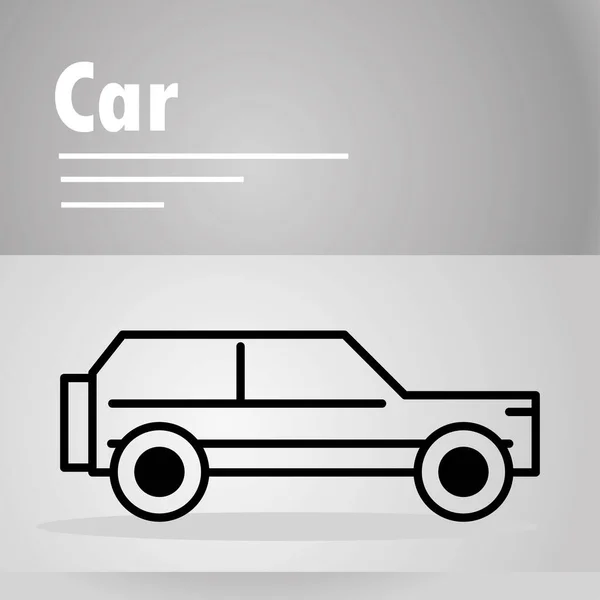 Vehículo de transporte de coche suv, icono lineal vista lateral sobre fondo gris — Vector de stock