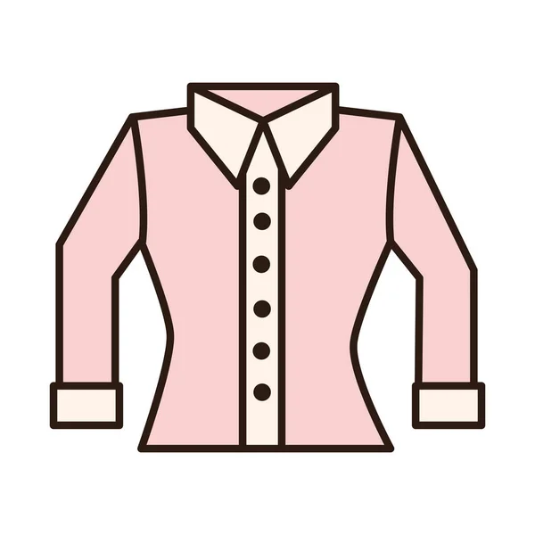 Rosa blusa mujer línea de ropa y llenar icono — Vector de stock