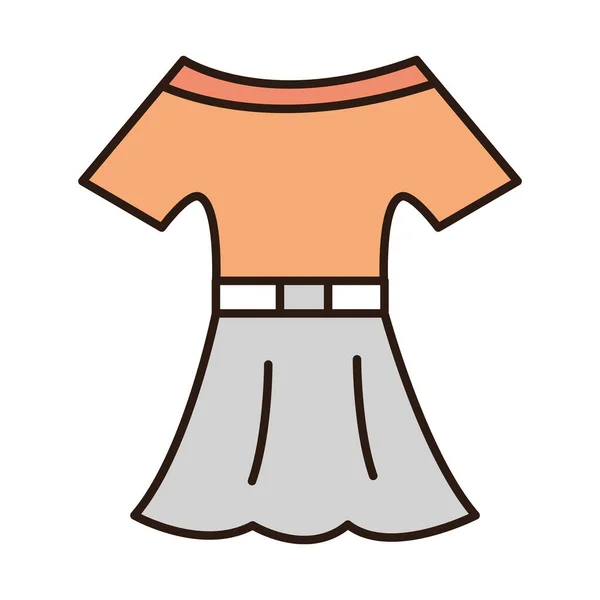 Shirt en rok vrouwelijke accessoire kleding lijn en vul pictogram — Stockvector