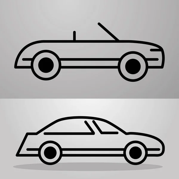 Auto transport voertuig, zijaanzicht lijn pictogram op grijze achtergrond — Stockvector