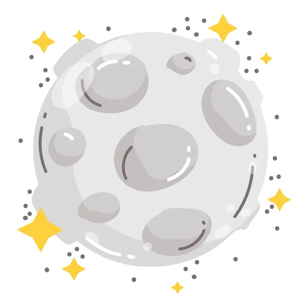 Astronomie de galaxie spatiale de lune et d'étoiles dans le style de dessin animé — Image vectorielle