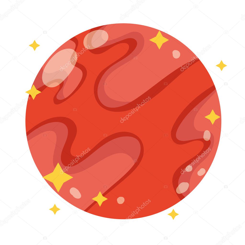 planet mars space galaxy astronomy in cartoon style