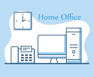 ev ofis teknolojisi aygıtları bilgisayar telefon ve saat çizgisi biçimi