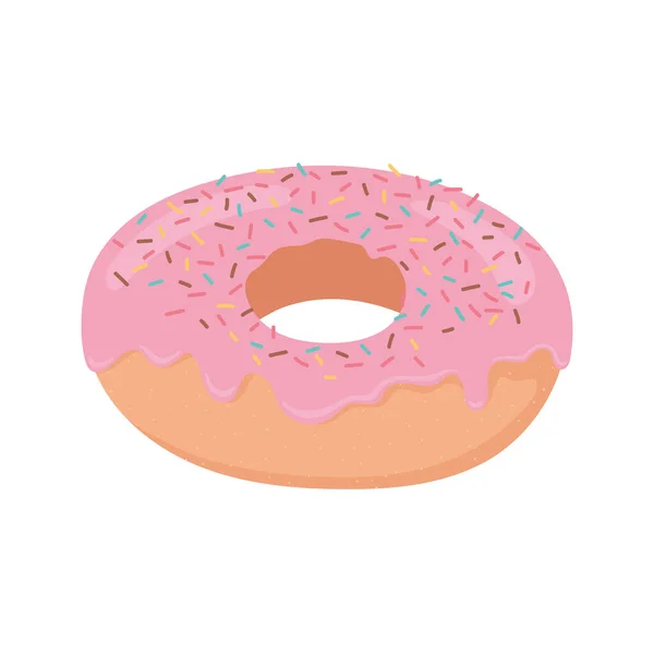 Panadería postre donut con espolvorear icono — Vector de stock