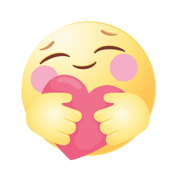 Sociální média emoji objímající srdce — Stockový vektor