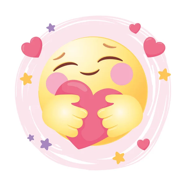 Sociala medier emoji krama ett hjärta romantisk — Stock vektor