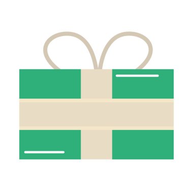 Mutlu noeller, paketlenmiş hediye kutusu dekorasyon çizgi film düz ikonu