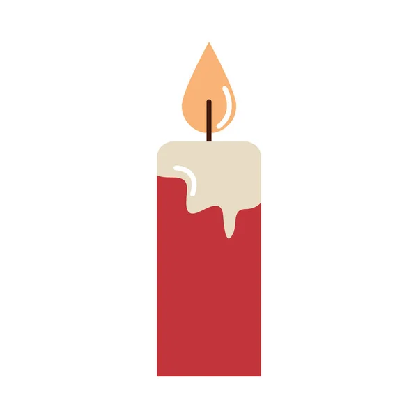 Merry christmas, burning candle decoration cartoon flat icon — Stock Vector