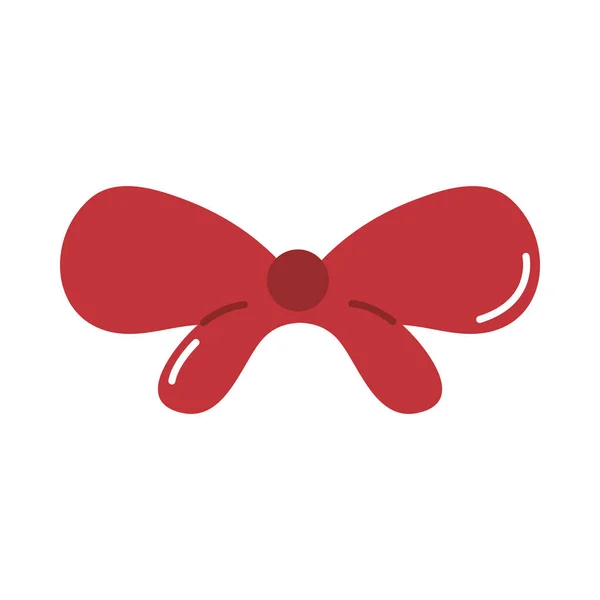 Red gift bow decoration cartoon flat icon — Stock Vector