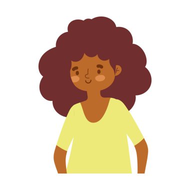 Portre kızı çizgi filmi izole edilmiş beyaz arka plan