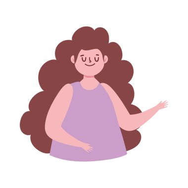 Portre kızı kadın çizgi film izole edilmiş beyaz arka plan