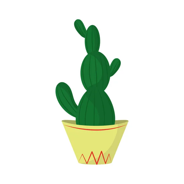 Kaktusz cserepes növény virág természetes izolált ikon — Stock Vector