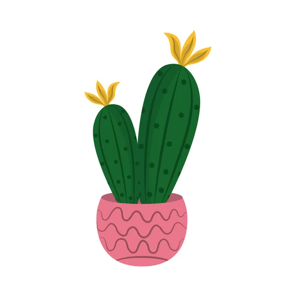 Kaktusy w doniczce houseplant charakter dekoracji izolowane ikona — Wektor stockowy
